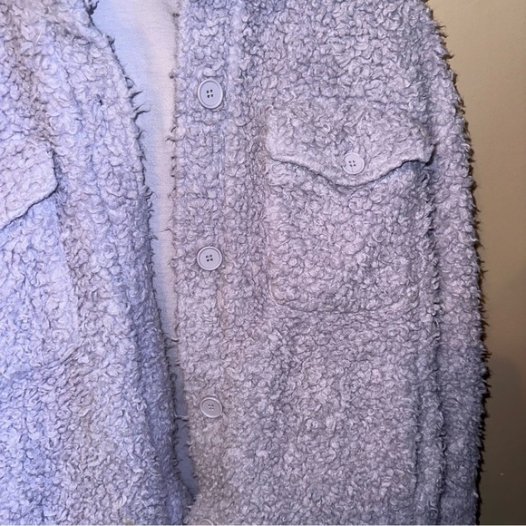 Urban Outfitters Palmer Sherpa Oversized Shirt Jacket Lilac S Shacket - Picture 4 of 6